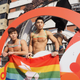 Men stand on a float at Taipei’s pride parade on Oct. 28, 2017.